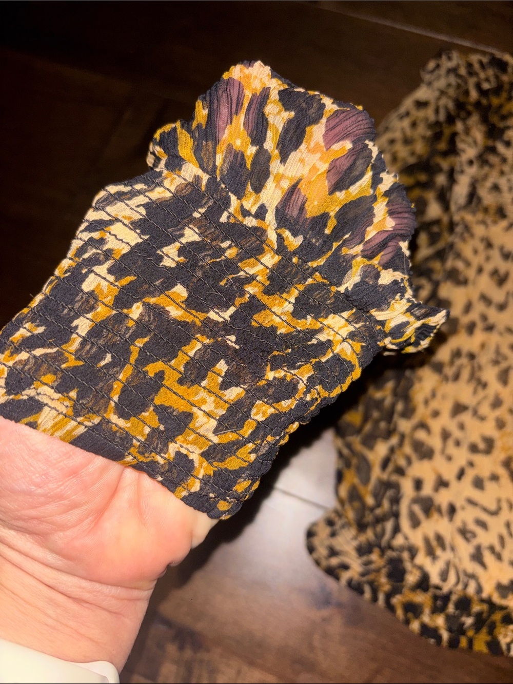 Free People Roma Leopard Animal Print Ruffle Blouse - Picture 3 of 15